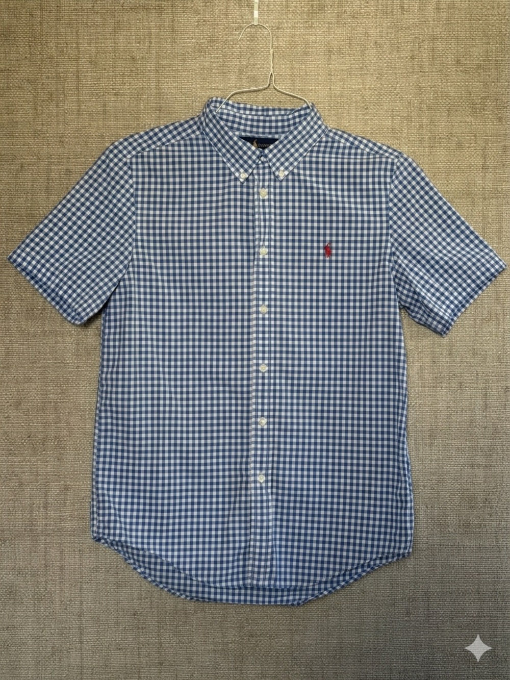 Ralph Lauren Blue & White Gingham Short Sleeve Button-Down Shirt